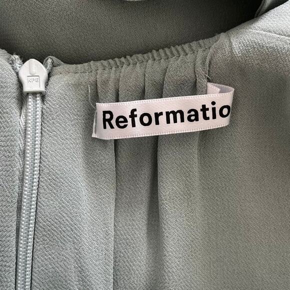 Reformation Lizabeth Halter Midi Dress Size 0 Celadon Green Open Back Event NEW - Picture 7 of 10